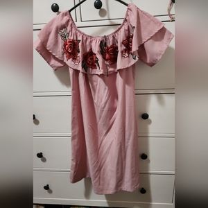 Off shoulder embroidered dress